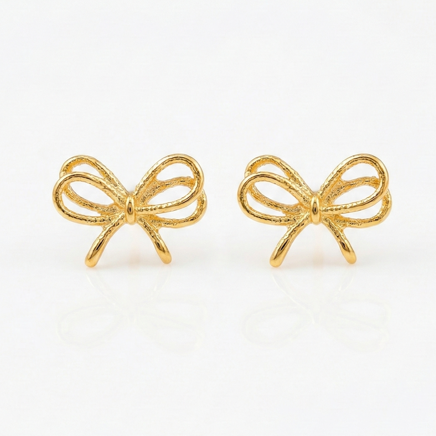 Gold Bow Stud Earrings