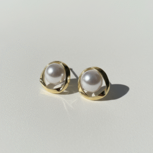 Classic Pearl Gold Stud Earrings