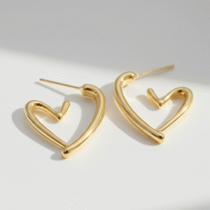 Minimal Gold Heart Hoop Earrings